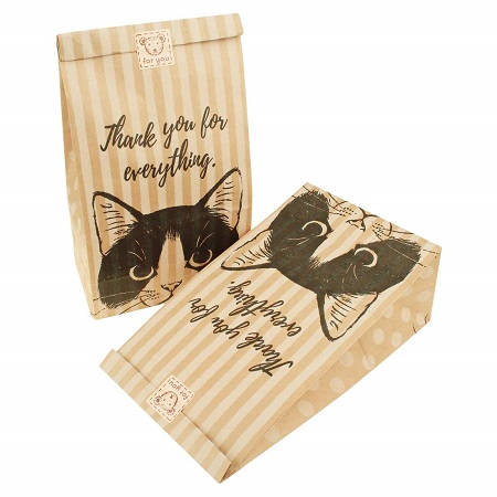 100 件可愛小貓牛皮紙袋_包裝，適用于餅干、糖果、蛋糕、巧克力、零食包裝適合烘焙派對禮品贈送貼紙（黑色） A-100PCS-SMALL_ 亞馬遜中國_ 廚具-海外購 美亞直郵 - 2.jpg